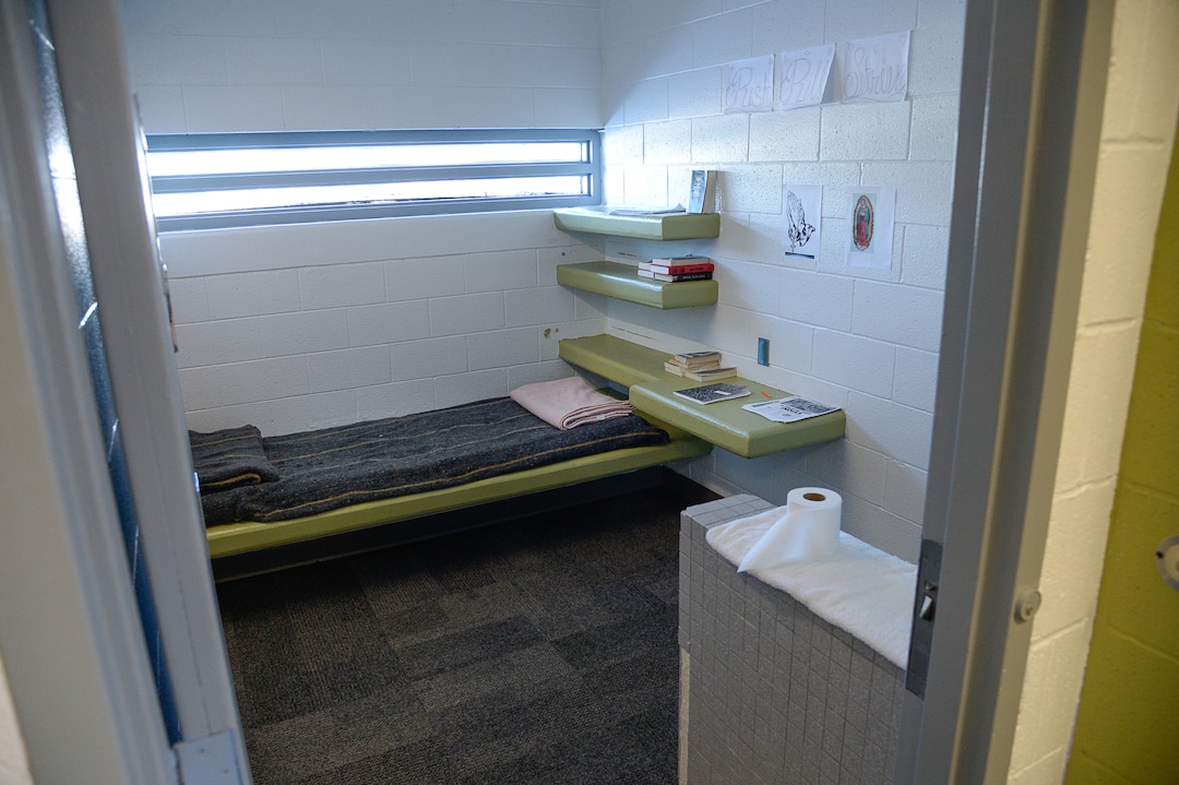 (Francisco Kjolseth  |  The Salt Lake Tribune) Juvenile Justice Services holds a press conference at Decker Lake Youth Center in West Valley City on Wednesday, Jan. 15, 2020, to discuss its success after juvenile justice reforms were passed in 2017. A walking tour provided a glimpse into one of the resident rooms which are locked at night.