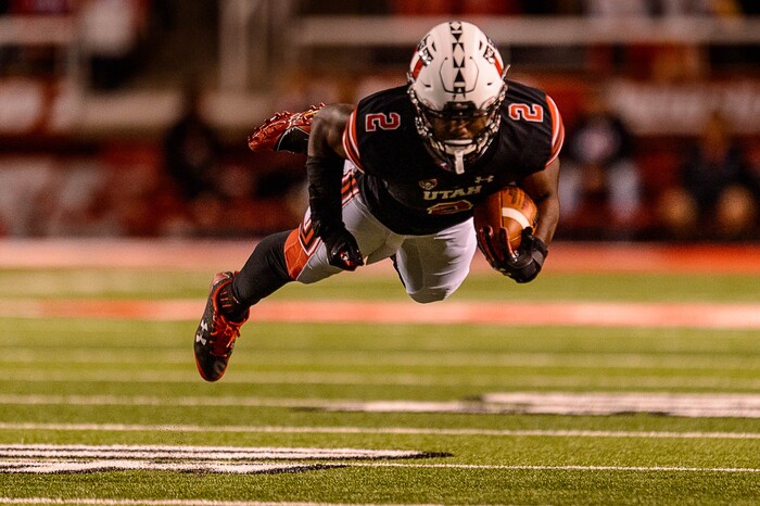 (Trent Nelson | The Salt Lake Tribune)  Utah Utes running back Zack Moss (2) runs the ball as the Utah Utes host the San Jose State Spartans, NCAA football at Rice-Eccles Stadium in Salt Lake City, Saturday September 16, 2017.