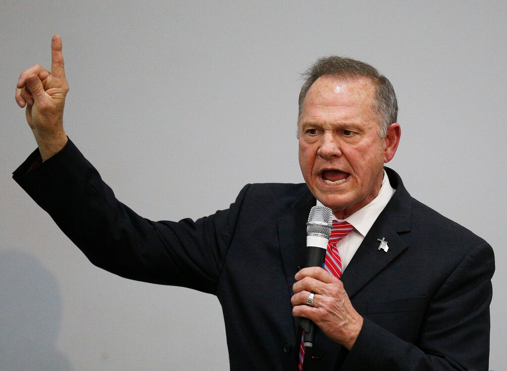 (AP Photo/Brynn Anderson) Former Alabama Chief Justice and U.S. Senate candidate Roy Moore speaks at a church revival, Tuesday, Nov. 14, 2017, in Jackson, Ala.