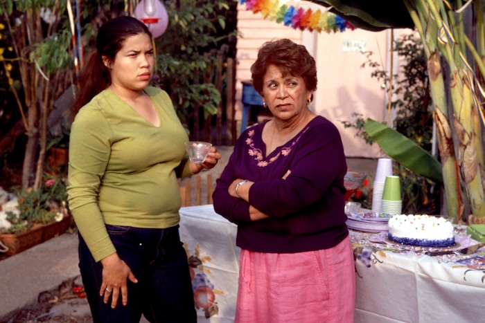 (courtesy HBO) America Ferrara (left) and Lupe Ontiveros play a Mexican-American daughter and mother arguing over the younger woman's future, in the 2002 drama "Real Women Have Curves."