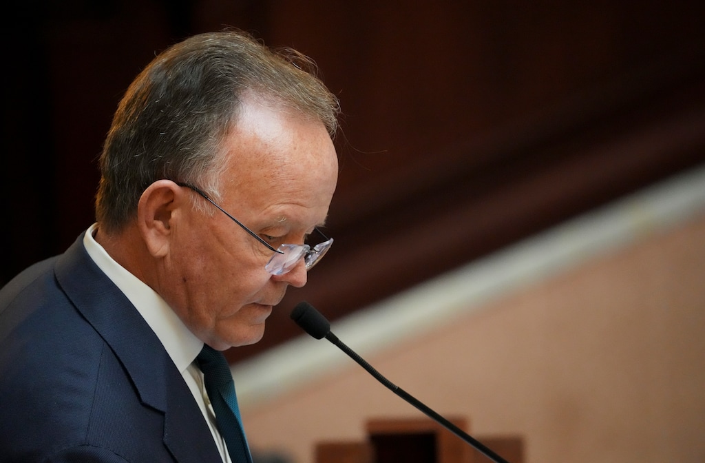 (Bethany Baker  |  The Salt Lake Tribune) Senate President Stuart Adams, R-Layton, addresses the Utah Senate during the legislative session at the Utah Capitol in Salt Lake City on Wednesday, March 5, 2025.