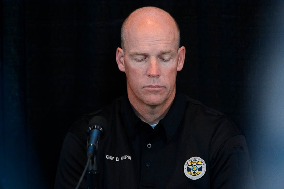 (Trent Nelson | The Salt Lake Tribune)  University of Utah Police Chief Dale Brophy at a press conference regarding the killing of University of Utah student athlete Lauren McCluskey, in Salt Lake City, Thursday Oct. 25, 2018.