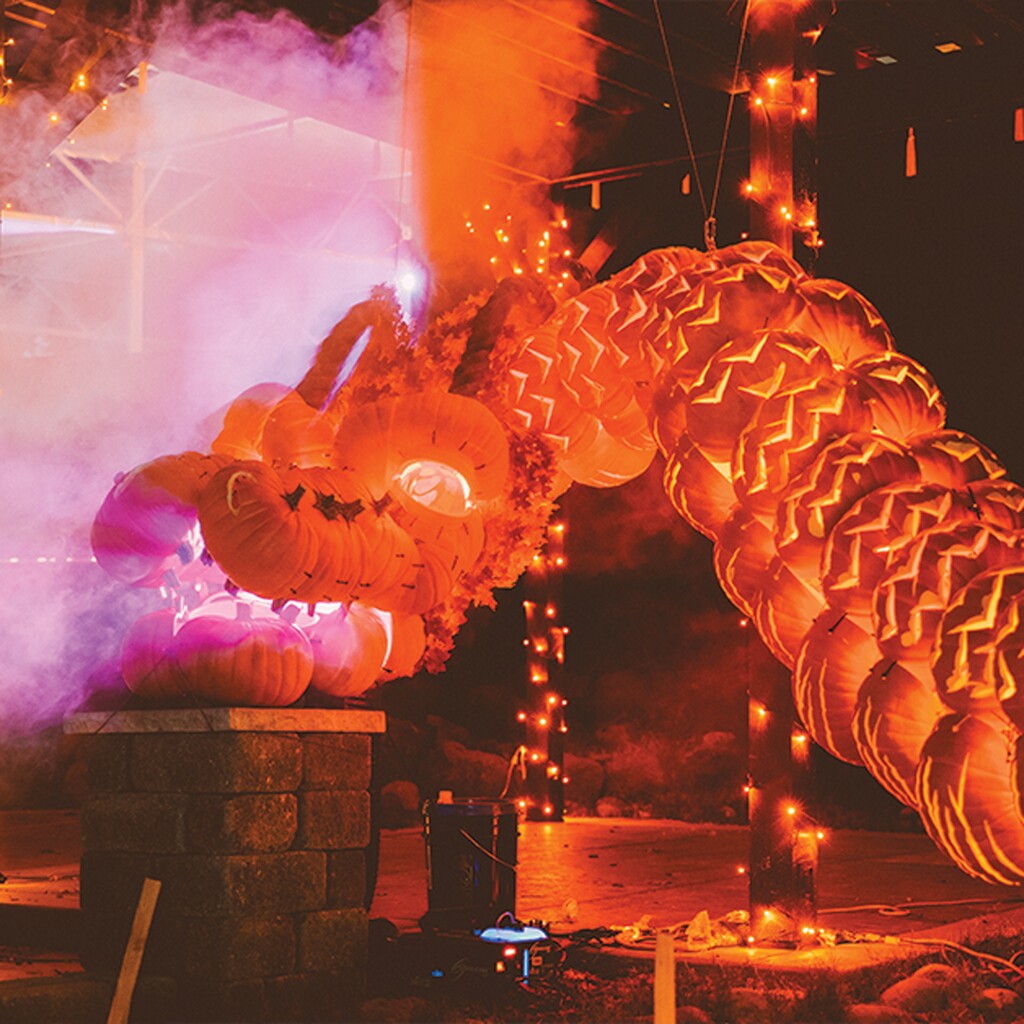 (Photo courtesy of Pumpkin Nights)  Some 3,000 hand-carved pumpkins, real and synthetic, make up the displays in Pumpkin Nights, a walk-through Halloween experience, happening evenings through Nov. 2, 2019, at the Utah State Fairpark.