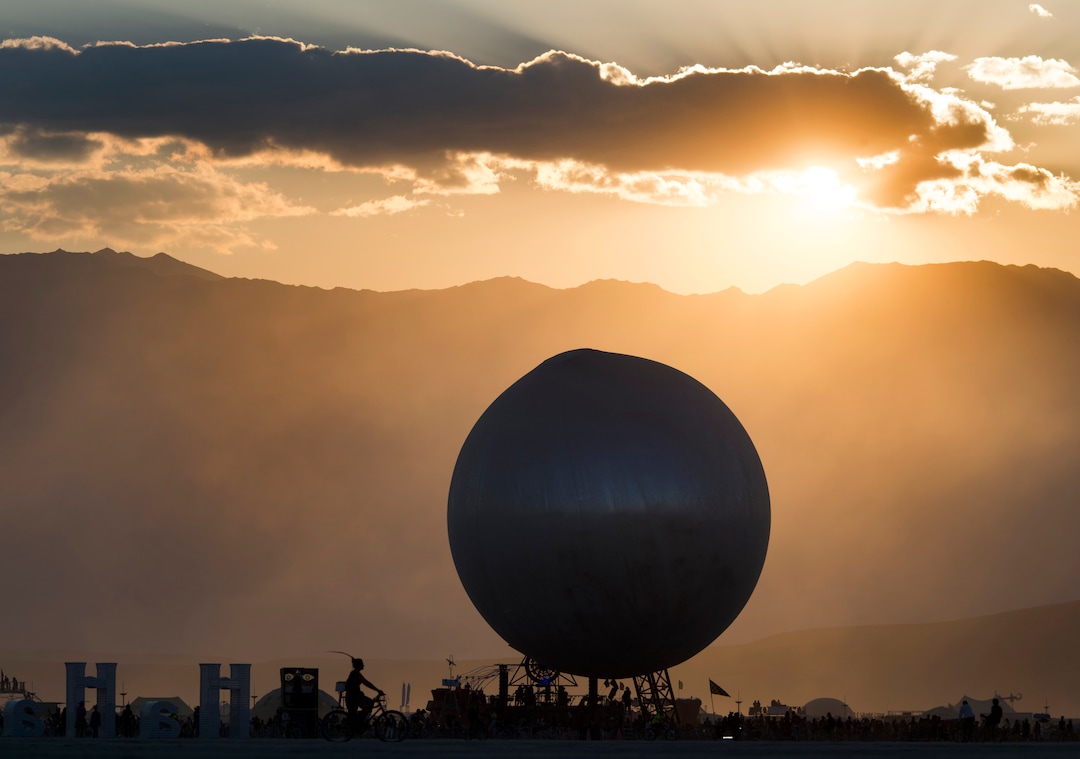 (Rick Egan  |  The Salt Lake Tribune)    the Orb, designed by Danish architects Bjarke Ingels and Jakob Lange, at Burning Man, in the Black Rock Desert in Nevada, Saturday, Sept. 1, 2018.