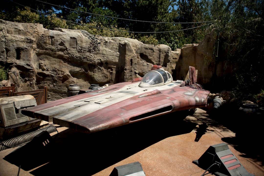 (Jeremy Harmon  |  The Salt Lake Tribune) A Resistance A-wing is seen docked at Star Wars: Galaxy's Edge in Anaheim, Ca. on Wednesday, May 29, 2019.
