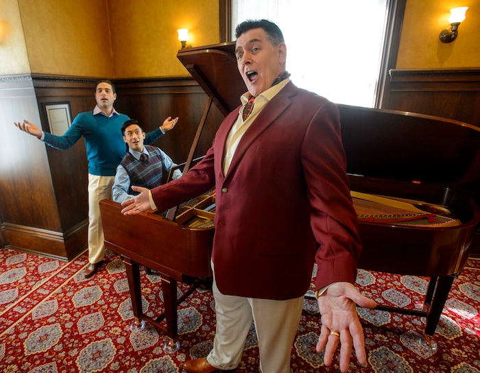 (Steve Griffin  |  The Salt Lake Tribune)   Storm Lineberger, Hansel Tan and Gregory North during promotional photo shoot for Pioneer Theatre Company's "A Comedy of Tenors" at the Thomas S. Monson Center in Salt Lake City on Thursday, Oct. 5, 2017.