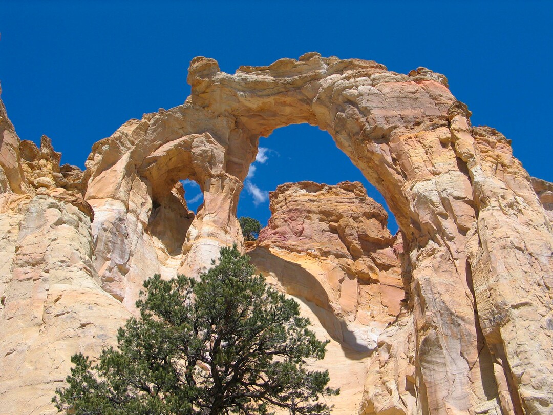(Tribune File Photo)  Kodachrome Basin State Park serves as a good base camp for visits into the Grand Staircase-Escalante National Monument. Grosvner Arch is about 10 miles south of the state park on the Cottonwood Canyon dirt road. The arch was named by a National Geographic Soecity expedition in the late 1940s in honor of Dr. Gilbert Grosvenor, president of the Society.