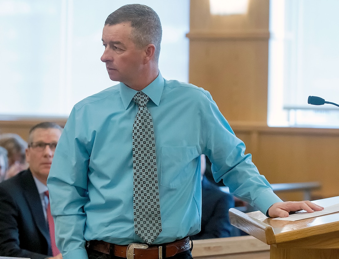 (Eli Lucero  |  Herald Journal, pool) Matt Turner, father of Deserae Turner, speaks during Colter Peterson's sentencing hearing for attempted aggravated murder and robbery, Thursday, Feb. 1, 2018, in Logan, Utah. Peterson received a sentence of 15 years to life for shooting Deserae Turner in February 2017, and leaving her for dead in a dry irrigation canal in Smithfield, Utah.