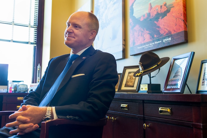 Leah Hogsten | The Salt Lake Tribune Justin Harding, chief of staff to Utah Gov. Gary Herbert, July 16, 2018. Harding manages the governorÕs executive office and staff, coordinates the governorÕs cabinet and stands as proxy for Gov. Herbert in formal government business.