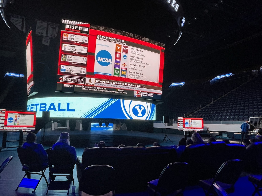 (Alex Vejar | The Salt Lake Tribune) The BYU women's basketball team watches the NCAA Women's Tournament Selection Show at the Marriott Center on Sunday, March 13, 2020.