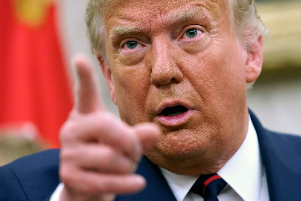 (Patrick Semansky | AP) President Donald Trump speaks as he meets with Iraqi Prime Minister Mustafa al-Kadhimi in the Oval Office of the White House, Thursday, Aug. 20, 2020, in Washington.