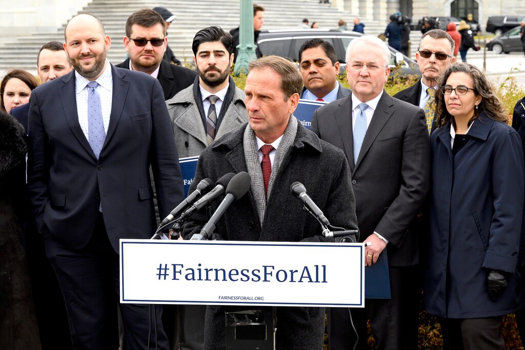 (Photo courtesy of The Church of Jesus Christ of Latter-day Saints)
Rep. Chris Stewart, R-Utah, speaks in favor of the Fairness for All Act on Friday, Dec. 6, 2019, near the U.S. Capitol in Washington.