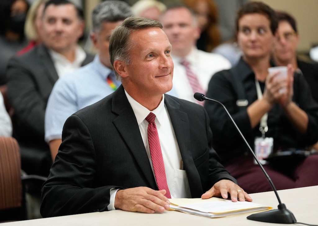 (Francisco Kjolseth | The Salt Lake Tribune) The Salt Lake City school board announces Martin Bates as the district's interim superintendent on Tuesday, Oct. 4, 2022, after moving Timothy Gadson into a consulting role after mediation.