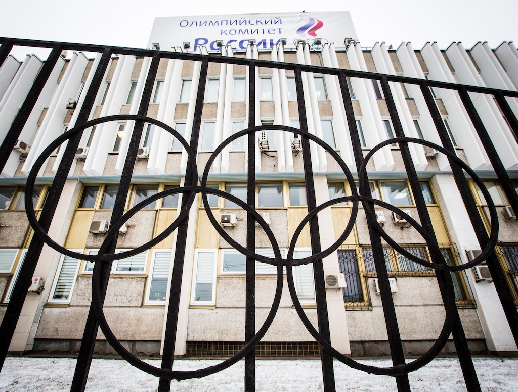 (Alexander Zemlianichenko | The Associated Press) In this Dec. 6, 2017, file photo, the building of the Russian Olympic Committee is seen through a gate decorated with the Olympic rings, in Moscow, Russia. Two senators have introduced a bill that would criminalize international doping conspiracies, the likes of which Russia pursued during the Sochi Olympics in 2014. The measure is named after Grigory Rodchenkov, the Moscow lab director who blew the whistle on Russian cheating.