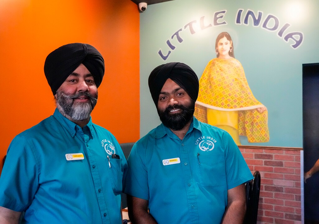 (Bethany Baker | The Salt Lake Tribune) Harjeet Singh, left, and Maninderpal Singh, co-owners of Little India, an Indian restaurant included on Yelp's Top 100 restaurants list for 2024, stand in their restaurant in American Fork on Wednesday, Jan. 24, 2024.