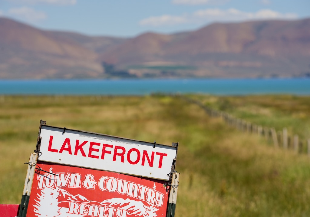 (Chris Samuels | The Salt Lake Tribune) Land for sale on Bear Lake outside St. Charles, Idaho, on Friday, July 11, 2025.