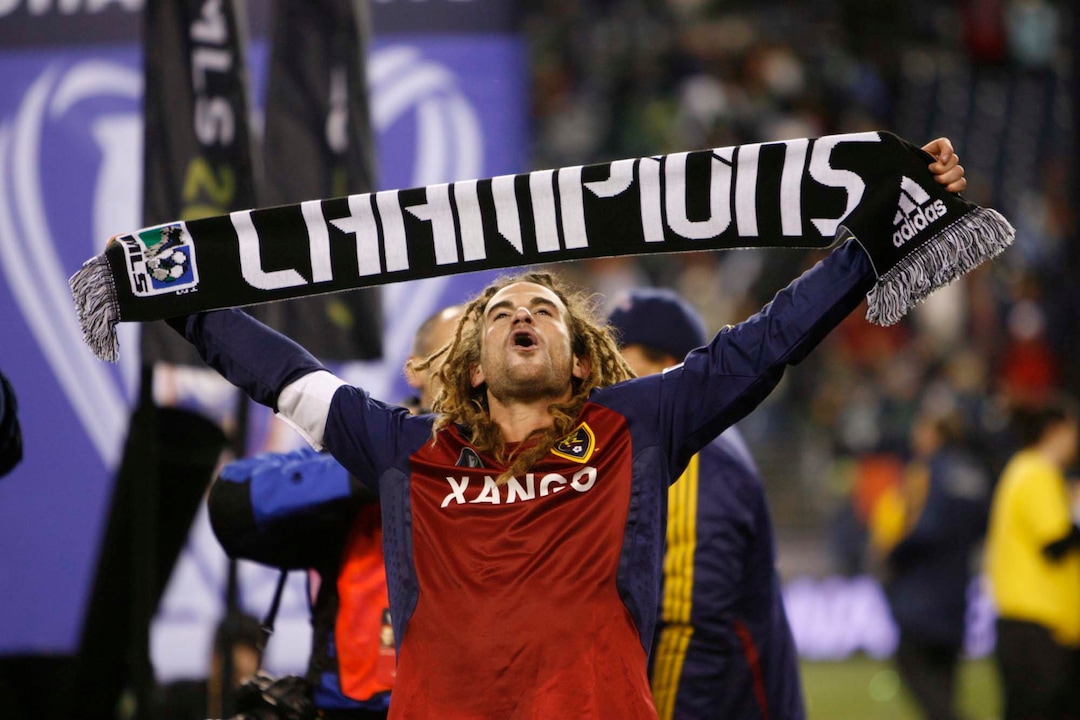 (Trent Nelson  |  Tribune file photo) Real Salt Lake midfielder Kyle Beckerman (5) celebrates the championship. Real Salt Lake vs. LA Galaxy, MLS Cup Sunday, November 22 2009 at Qwest Field in Seattle.