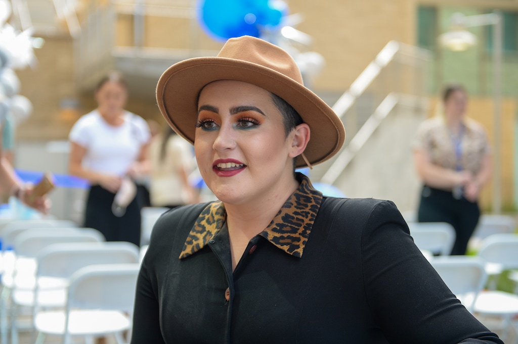(Chris Samuels | The Salt Lake Tribune) Taylor Lambert speaks about her experience as a patient at the Huntsman Cancer Institute before the dedication of the institute's new proton therapy machine for treating cancer, Tuesday, June 22, 2021.