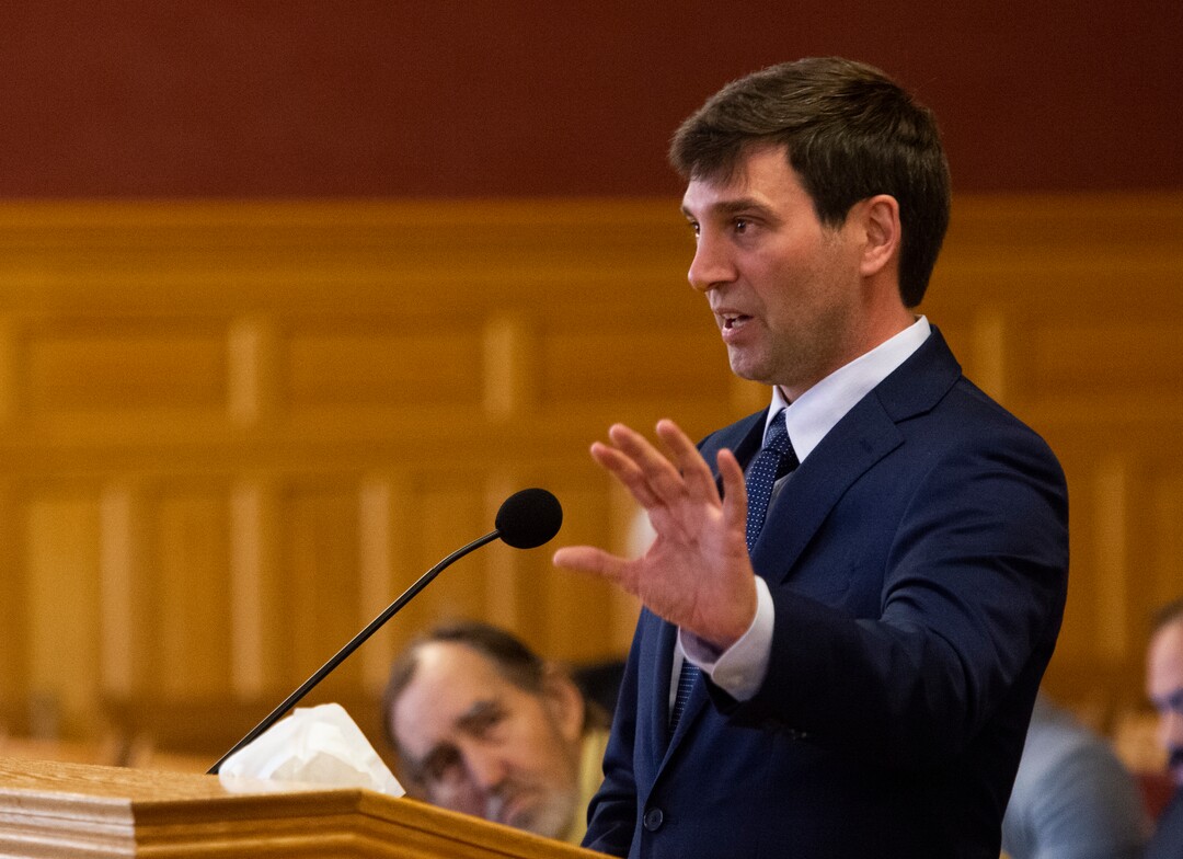 (Rick Egan  |  The Salt Lake Tribune)     Blake Quinton introduces himself to the Salt Lake City Council, as he applies for the  City Counsel position vacated by Mayor Erin Mendenhall. More than 20 people candidates were given 5 minutes each to speak at the meeting, Tuesday, Jan. 21, 2020.