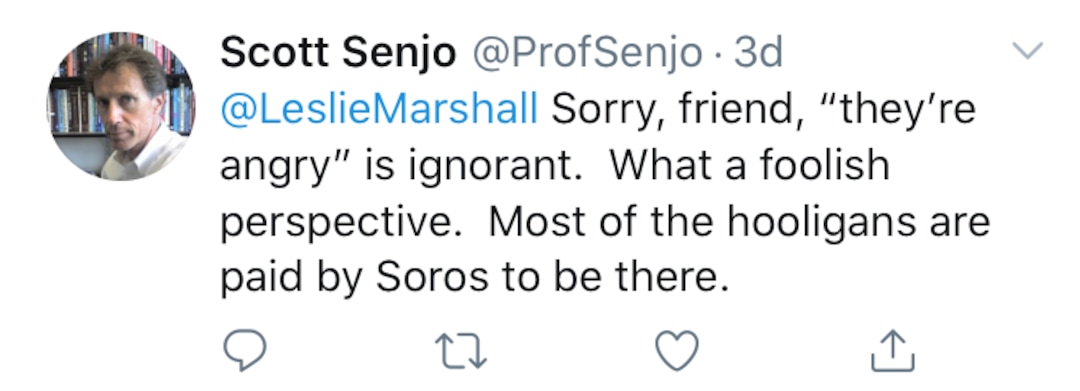 (Screenshot) A tweet from the account @ProjSenjo, linked to a Weber State professor.