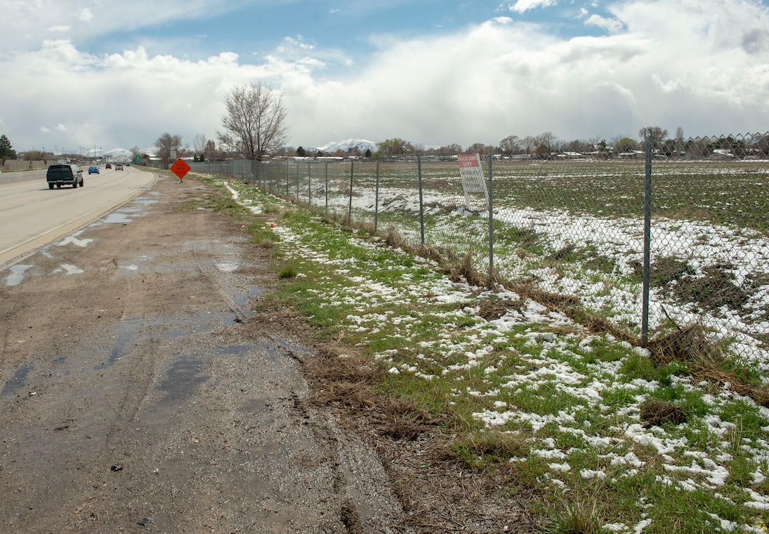 (Rick Egan  |  The Salt Lake Tribune)        Legislature ordered a sound wall along a field bordering the west side of Bangerter Highway in South Jordan, Friday, March 29, 2019.