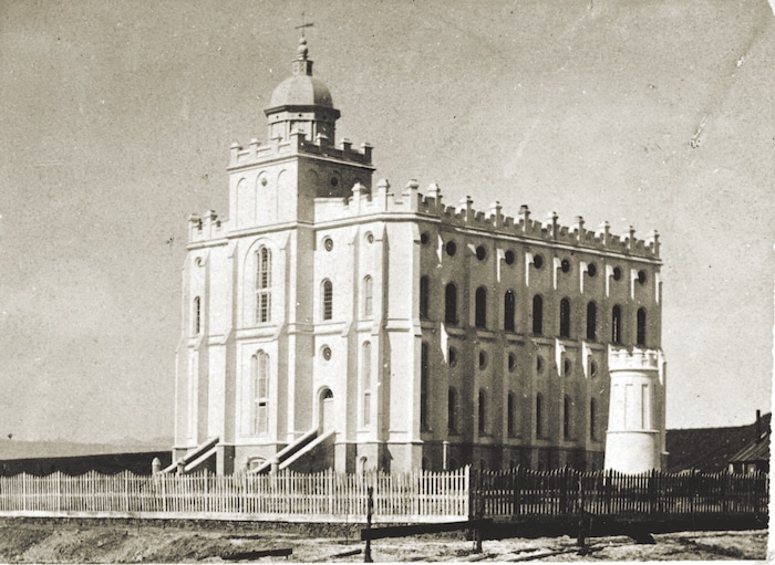 (Courtesy of The Church of Jesus Christ of Latter-day Saints) The St. George Temple in 1877.