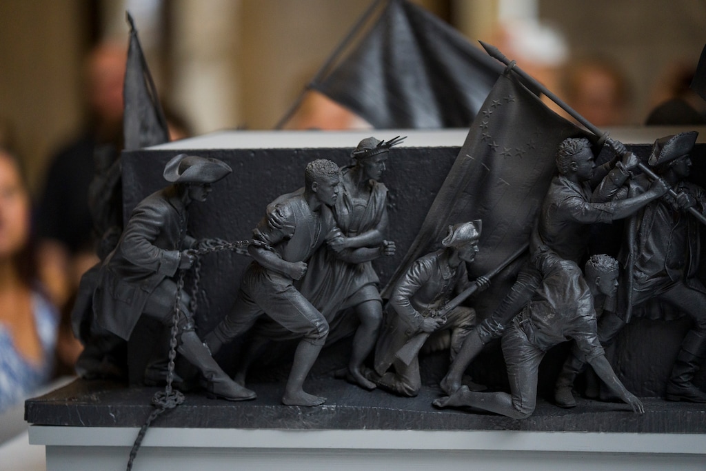 (Bethany Baker | The Salt Lake Tribune) A detail is seen from the model of the Grand Liberty Arch Monument on display during a special event honoring America's 250th birthday and introducing UtahÕs Grand Liberty Arch Monument at the Utah Capitol in Salt Lake City on Monday, July 6, 2026.