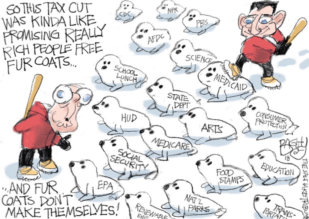 This Pat Bagley cartoon appears in The Salt Lake Tribune on Thursday, Feb. 15, 2018.