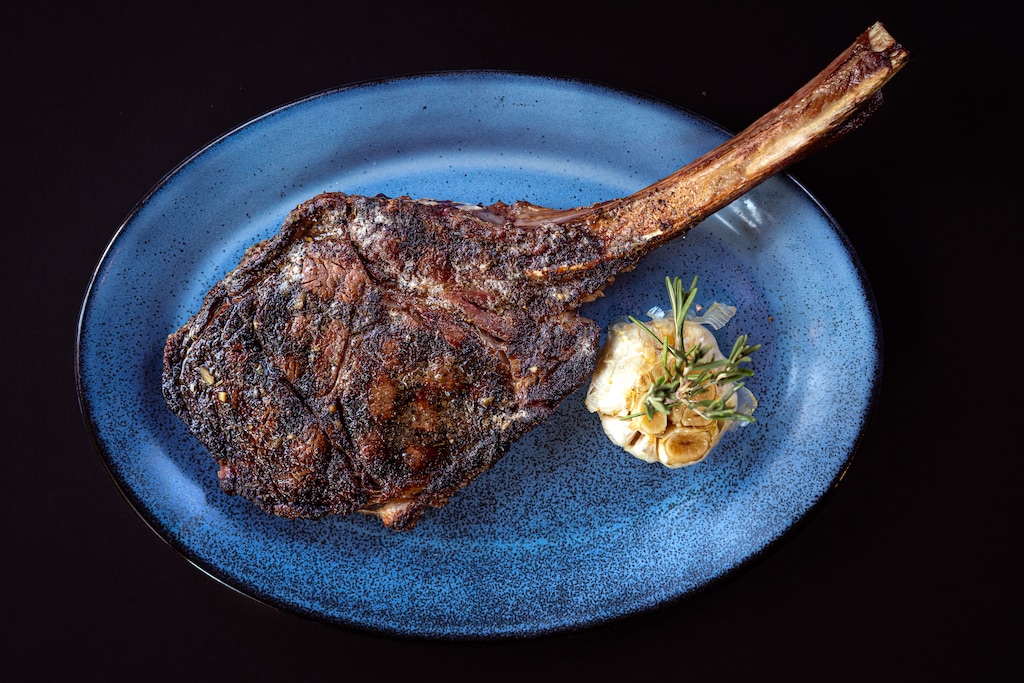 (Aqua Terra) The tomahawk rib eye is one of the steak options at Aqua Terra, a new steak and sushi restaurant scheduled to open Dec. 1, 2022, at City Creek Center in downtown Salt Lake City.