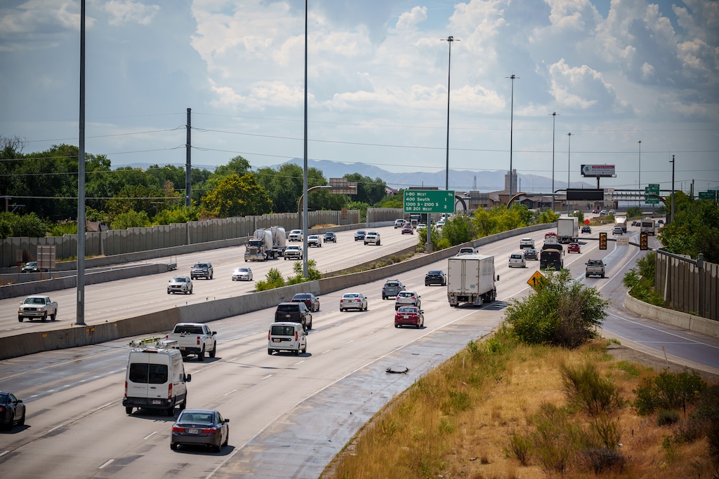 (Trent Nelson  |  The Salt Lake Tribune) Traffic on Interstate 15 in Salt Lake City on Thursday, Aug. 22, 2024.