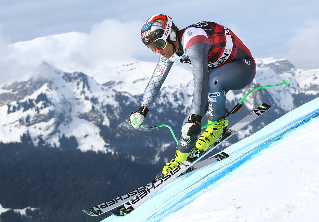 United States' Steven Nyman competes during an alpine ski, men's World Cup downhill training, in Wengen, Switzerland, Thursday, Jan. 11, 2018. (AP Photo/Alessandro Trovati)