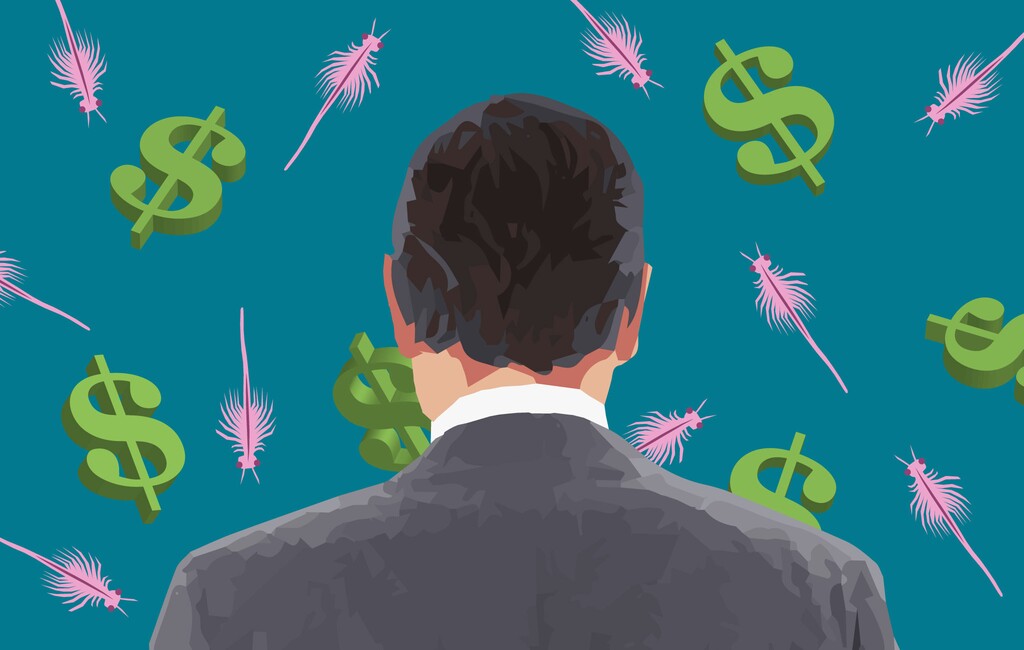 (Illustration by Christopher Cherrington  |  The Salt Lake Tribune) Utah Republicans, including Sen. Mike Lee and Attorney General Sean Reyes, have received hundreds of thousands of dollars in campaign donations from a California businessman and brine shrimper.