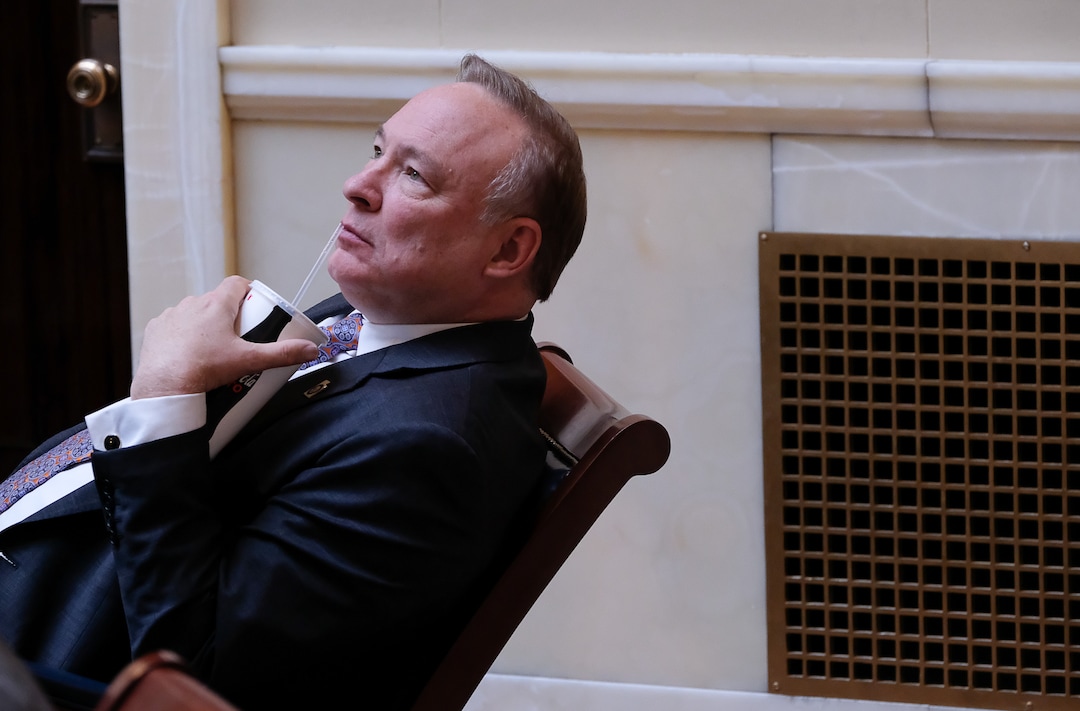 (Francisco Kjolseth  |  The Salt Lake Tribune)  Rep. Jim Dabakis, D-Salt Lake, leans back in his chair during floor debate on Tuesday, Feb. 20, 2018. Dabakis, the Utah Legislature's most outspoken Democratic foil announced Tuesday he wouldn't seek re-election. 