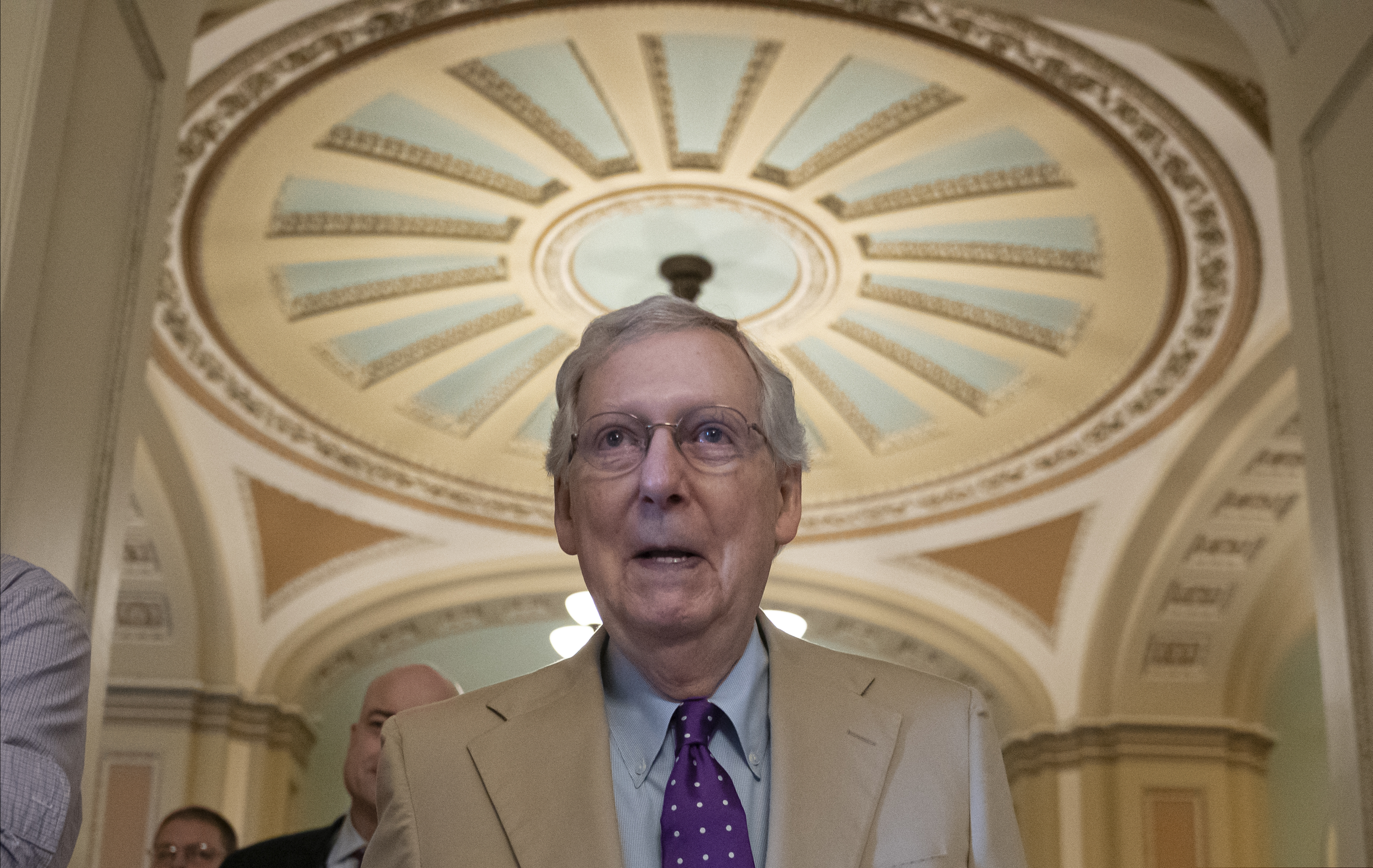 (J. Scott Applewhite | AP) Senate Majority Leader Mitch McConnell, R-Ky., walks to his office after speaking on the Senate floor at the Capitol in Washington, Thursday, June 20, 2019.