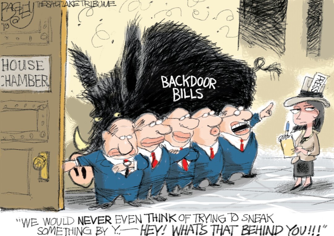 This Pat Bagley cartoon, titled “Counting the Minutes” appears in The Salt Lake Tribune on Thursday, March. 8, 2018.