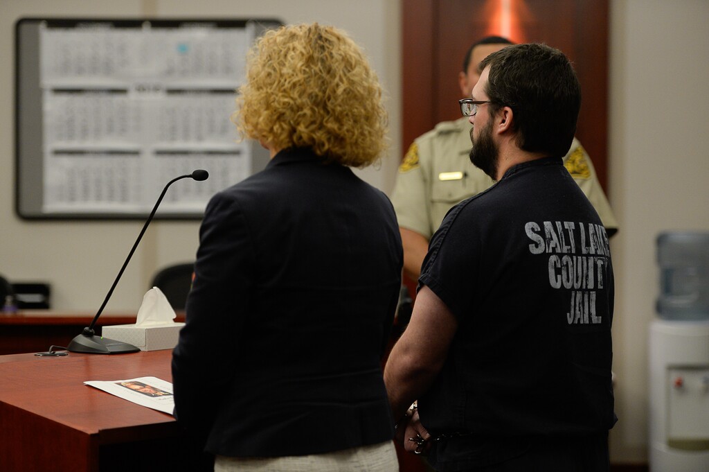 (Francisco Kjolseth | The Salt Lake Tribune) Jeffery Shepherd, the man accused of the Easter Sunday shooting death and robbery of 46-year-old Matthew Earl Holt near the Jordan River Parkway listens to his sentencing from Judge James T. Blanch on Tuesday, Dec. 5, 2017, at the Matheson Courthouse in Salt Lake City. Shepherd was sentenced to life in prison with a first parole hearing in 15 years.