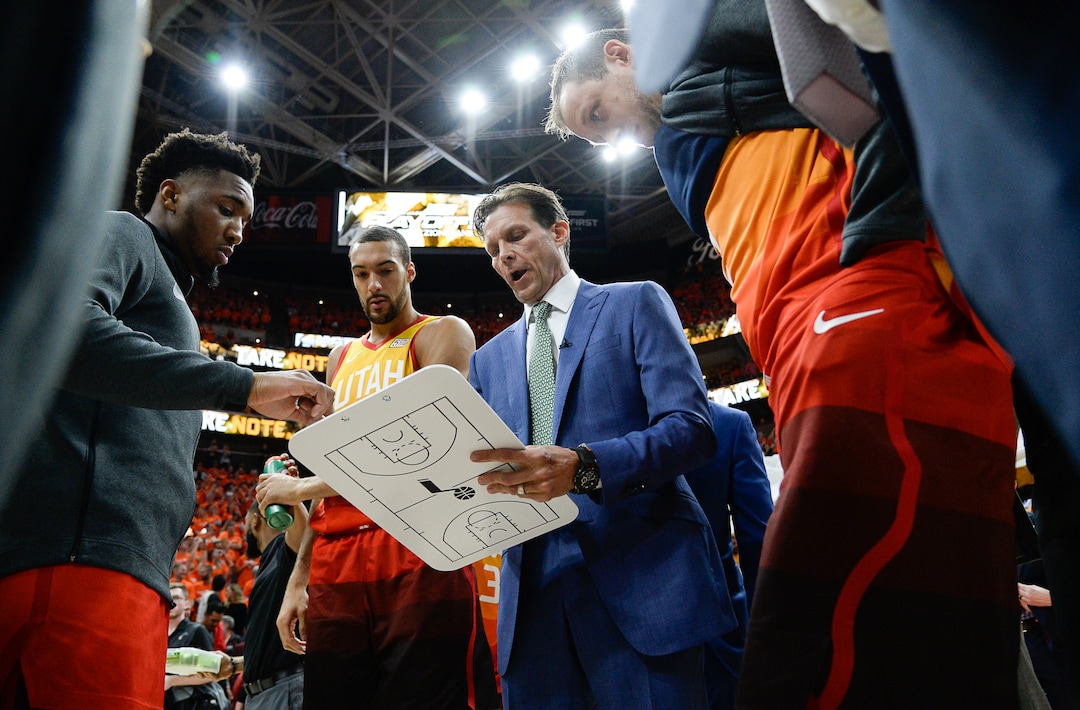 (Francisco Kjolseth  |  The Salt Lake Tribune)  Utah Jazz head coach Quin Snyder prior to Game 3 of a first-round NBA basketball playoff series against the Rockets in Salt Lake City, Saturday, April 20, 2019.
