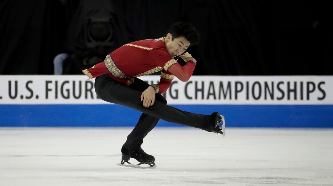 Nathan Chen performs during the men's free skate competition at the U.S. Figure Skating Championships, Sunday, Jan. 22, 2017, in Kansas City, Mo. (AP Photo/Charlie Riedel)