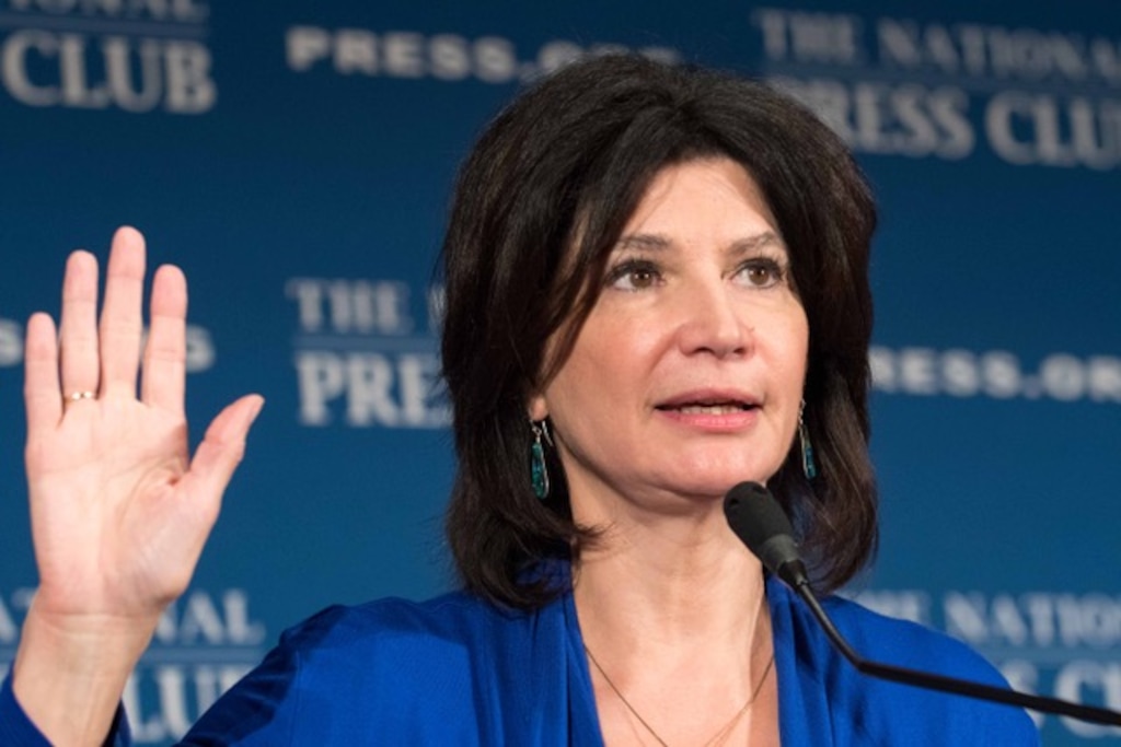 (Courtesy | Noel St. John) Washington • Lily Eskelsen Garcia, a former Utah school teacher and congressional candidate who is now president of the National Education Association,
speaks at the National Press Club on Friday, Sept. 9, 2017.