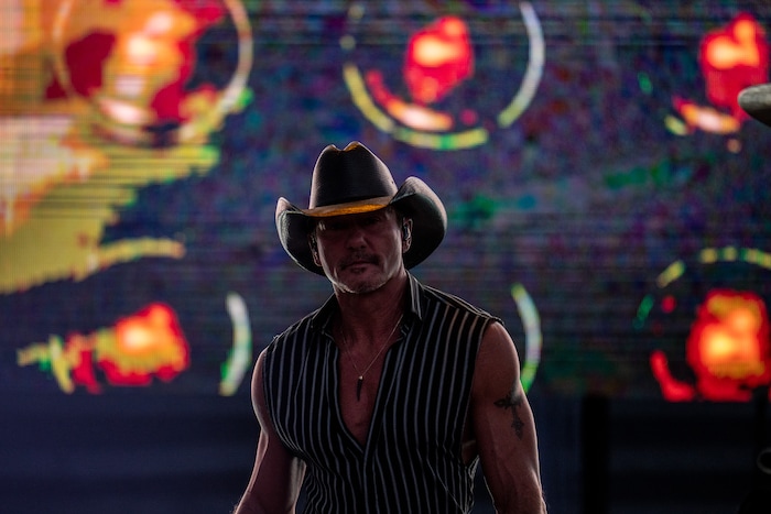 (Trent Nelson | The Salt Lake Tribune) Tim McGraw performs at Stadium of Fire in Provo on Saturday, July 2, 2022.