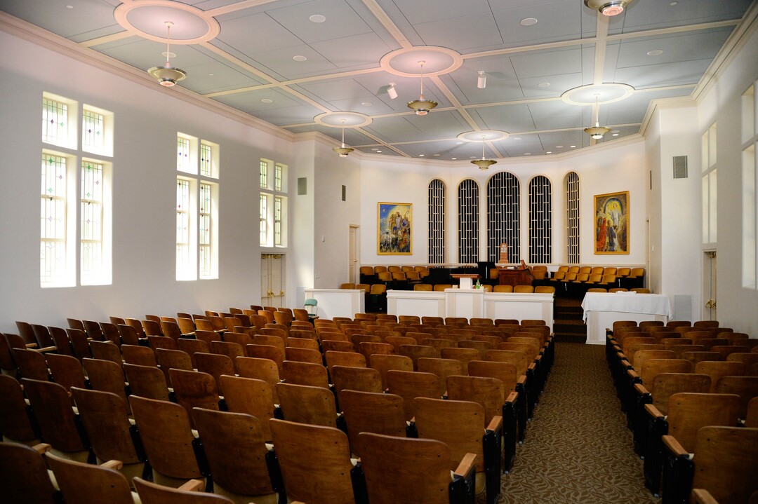 (Francisco Kjolseth  |  The Salt Lake Tribune) The LDS Church plans to remove three original paintings by LDS artist Minerva Teichert from an east Salt Lake City church, including “Shepherds of Bethlehem,” left, and “Three women encountering an angel at the tomb of Joseph of Arimathaea,” which has some local members concerned.