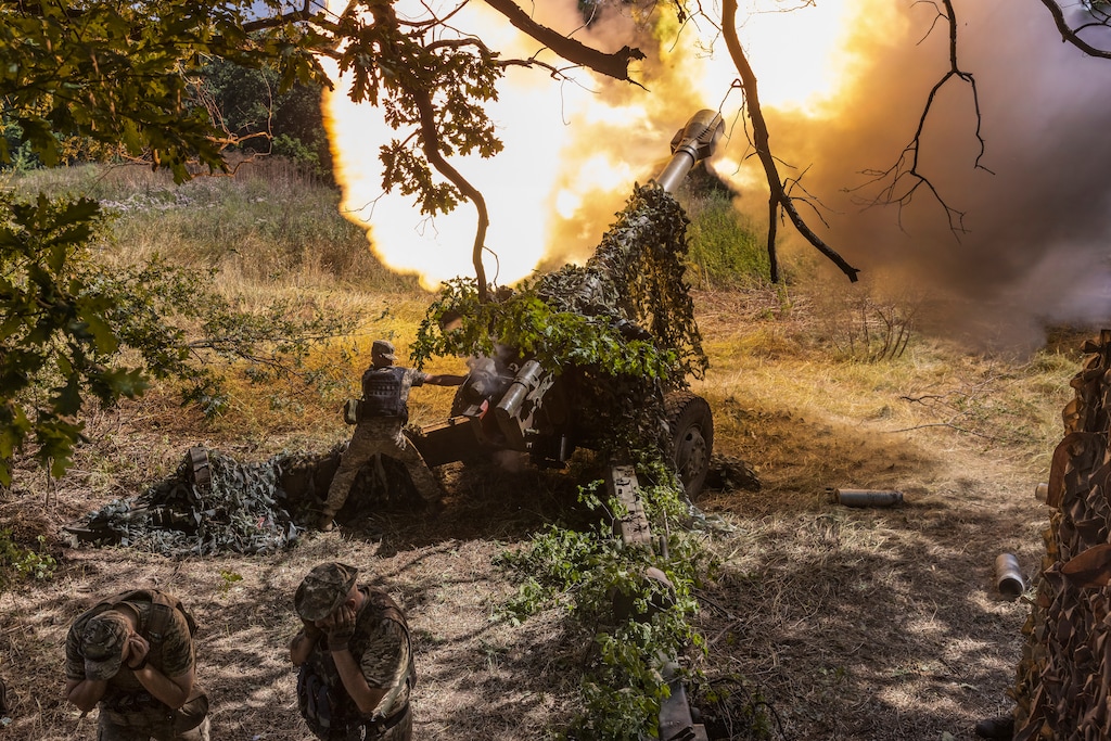 (David Guttenfelder | The New York Times)

An artillery unit from Ukraine's 58th Brigade fires toward advancing Russian infantry from a frontline position near the town of Bakhmut, Ukraine on Aug. 10, 2022. U.S. intelligence has helped Ukrainian forces target key nodes in the Russian military lines.