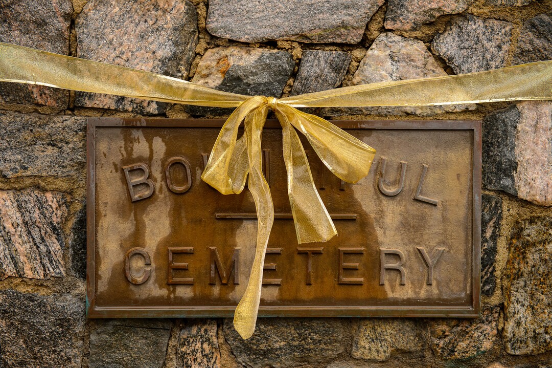 (Trent Nelson  |  The Salt Lake Tribune)
A yellow ribbon at the Bountiful City Cemetery on Saturday, Dec. 14, 2019  during services for Marine Pfc. Robert J. Hatch. Hatch was killed in action Nov. 22, 1943 on the island of Betio.
