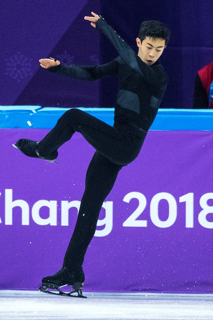 (Chris Detrick  |  The Salt Lake Tribune)  Salt Lake City's Nathan Chen competes in the Men's Single Skating Short Program for the Team Event at the Gangneung Ice Arena Friday, February 9, 2018.  Chen got fourth place with a score of 80.61.