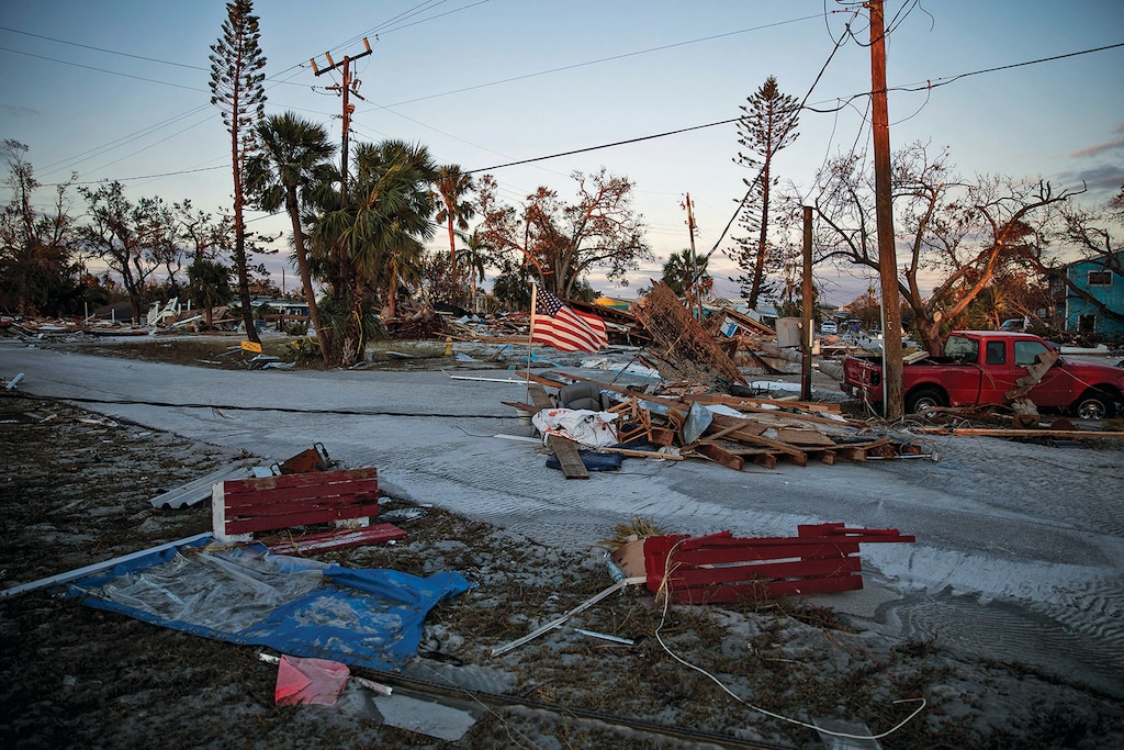 FILE — Wreckage in Fort Myers, Fla., on Sept. 29, 2022, one day after Hurrican Ian made landfall. (Damon Winter/ The New York Times )
