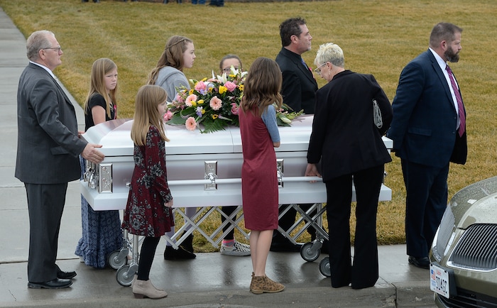 (Francisco Kjolseth  |  The Salt Lake Tribune) Funeral services are held for Consuelo Alejandra Haynie and her children Milan, 12, Alexis, 15 and Matthews, 14, in Grantsville on Friday, Jan. 24, 2020. The killing of the Utah mother and three of her children by a gunman identified by police as her 16-year-old son is "nearly unbearable" for the father who survived, a lawyer said Thursday, Jan. 23, 2020.