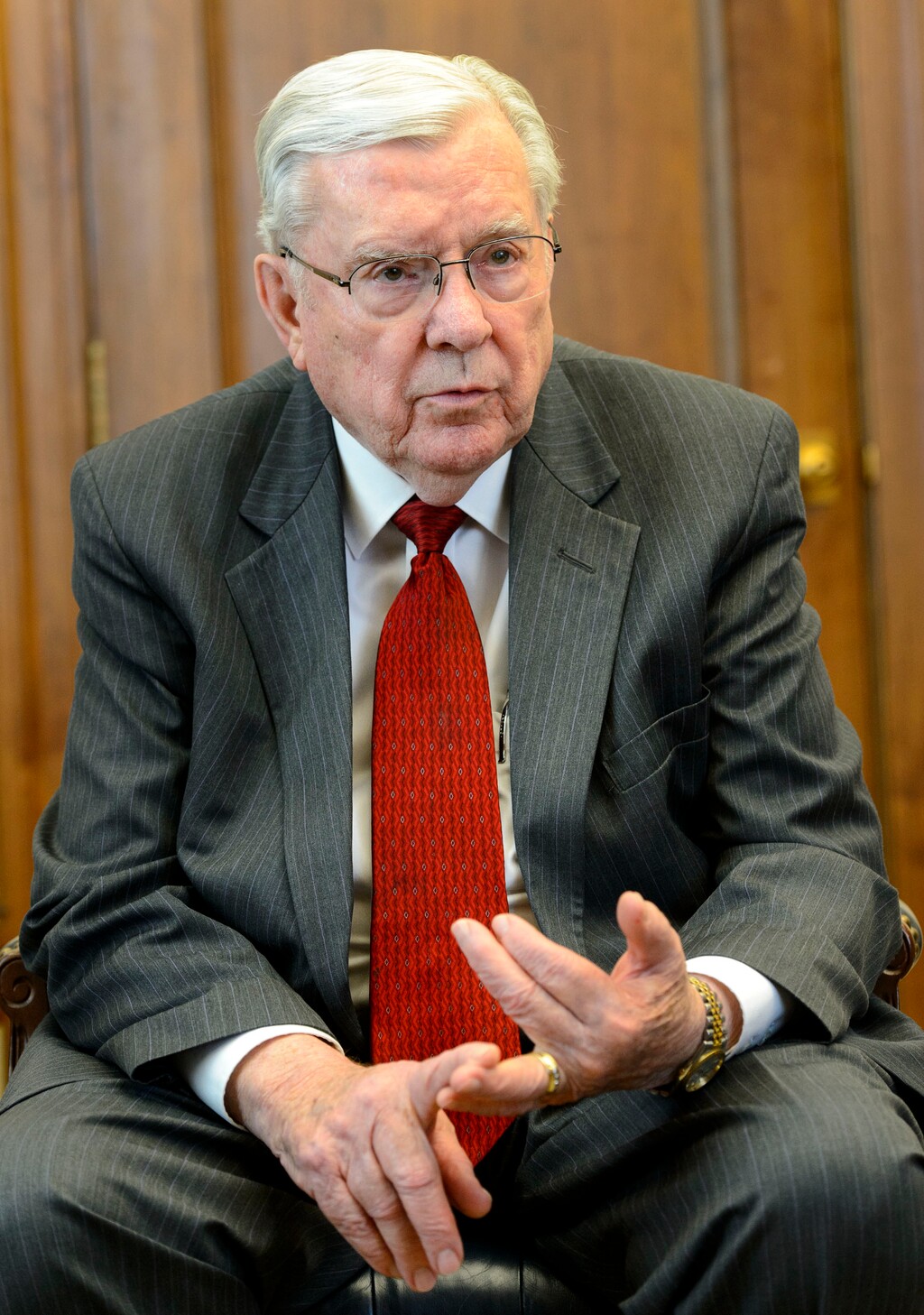 Steve Griffin  |  The Salt Lake TribuneLDS apostle M. Russell Ballard talks about the church's new program called Just Serve from his office in the LDS Church Administration Building in Salt Lake City Friday March 24, 2017.