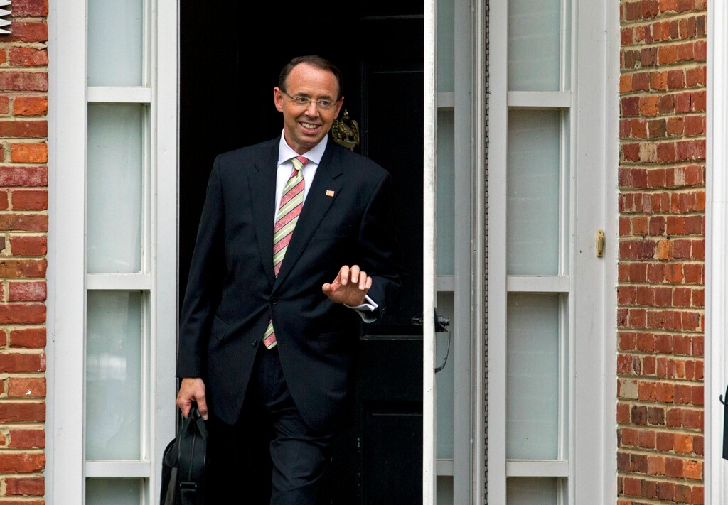 Deputy Attorney General Rod Rosenstein leaves his home on Thursday, Sept. 27, 2018 in Bethesda, Md. President Donald Trump's meeting with the deputy attorney general may or may not happen Thursday as originally planned, but Trump says he'd prefer not to fire Rosenstein regardless. (AP Photo/Jose Luis Magana)