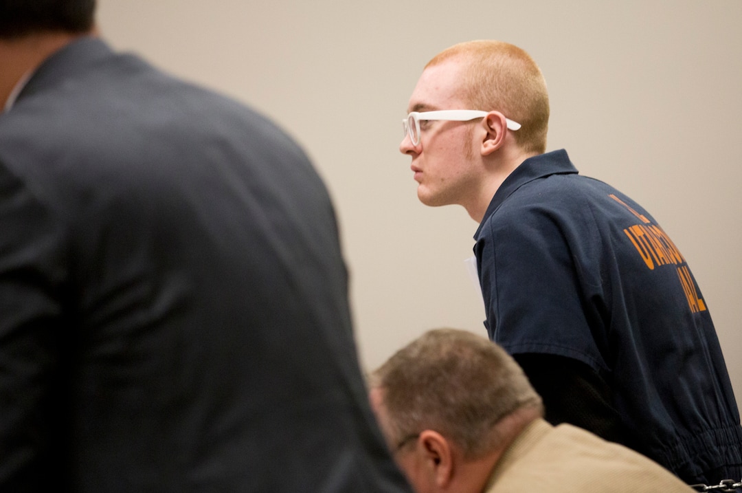 Tyerell Przybycien stands for his sentencing in the 4th District Court on Friday, Dec. 7, 2018, in Provo.