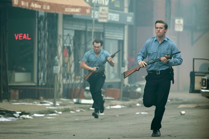 This image released by Annapurna Pictures shows Will Poulter, right, in a scene from "Detroit." (Francois Duhamel/Annapurna Pictures via AP)